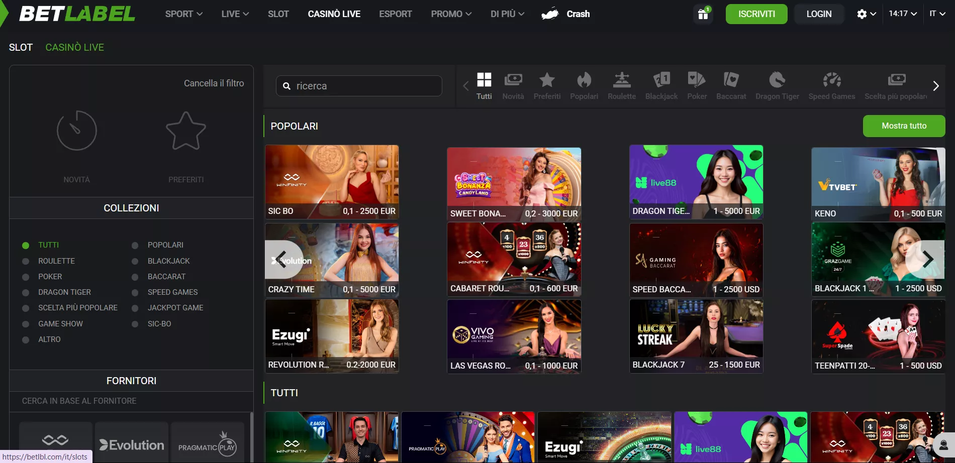 Betlabel Casinò dal vivo