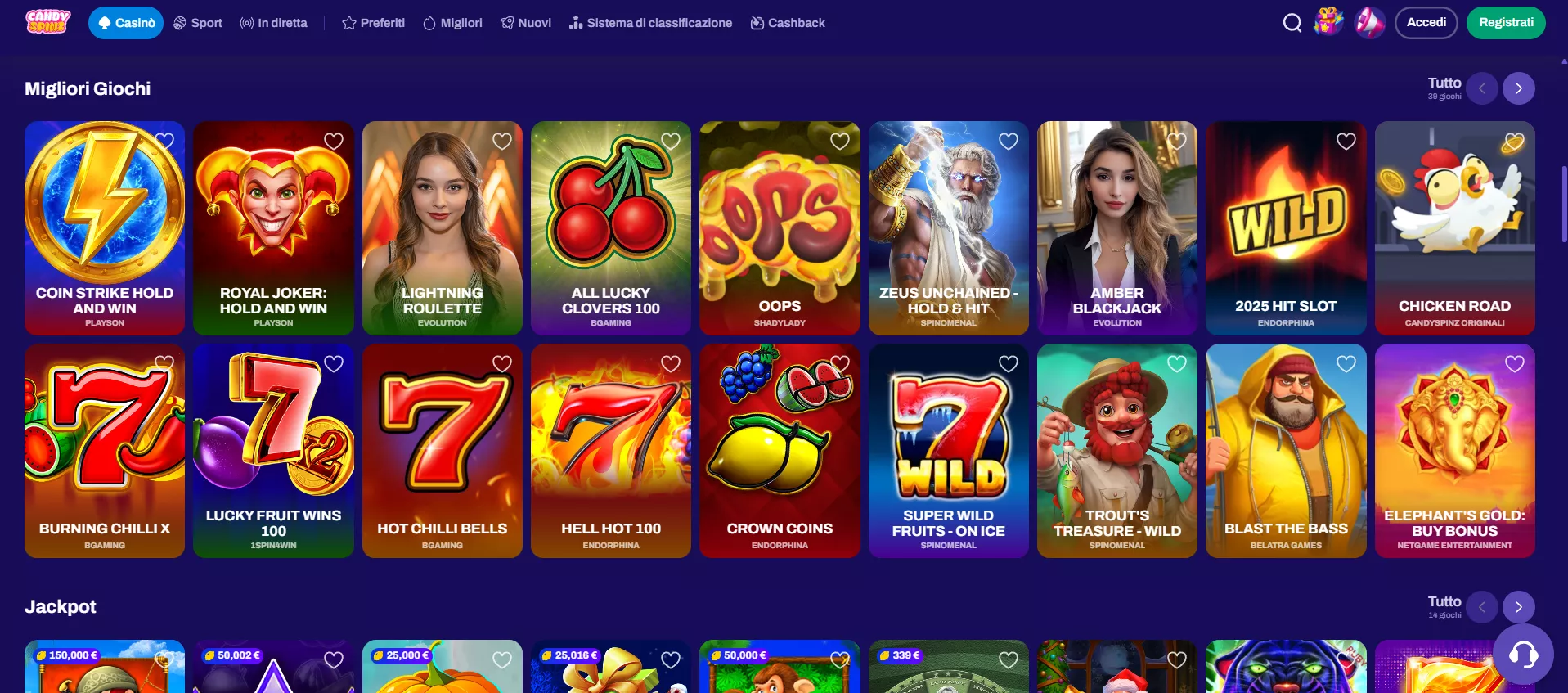 Candyspinz Pagina dei giochi