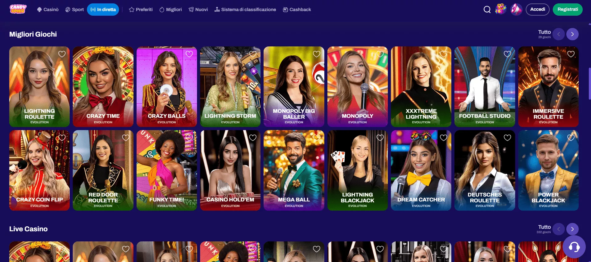 Candyspinz Casinò dal vivo