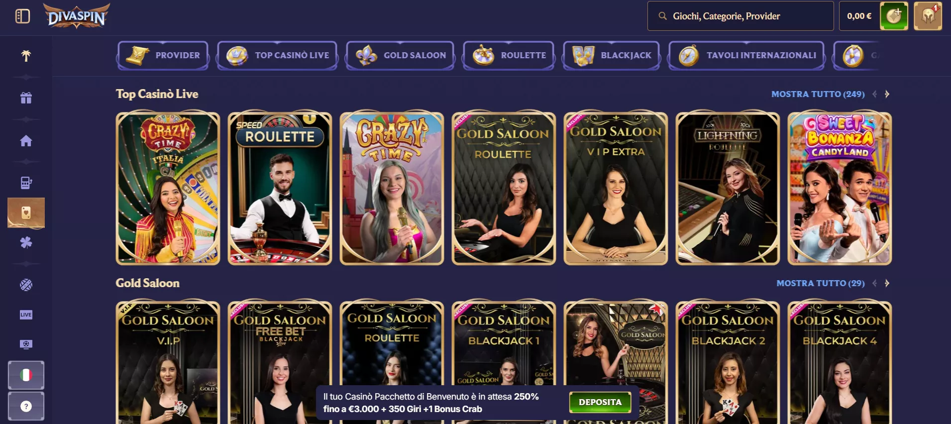 DIvaspin Casinò dal vivo