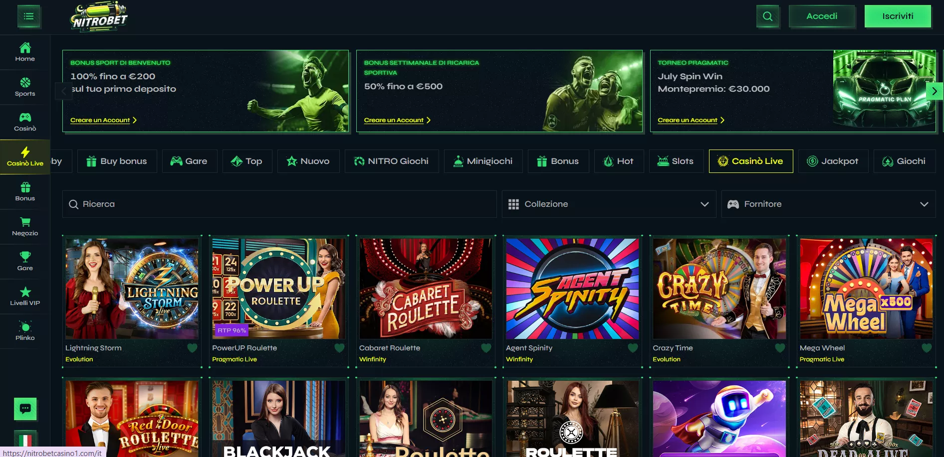 Nitrobet Casinò dal vivo