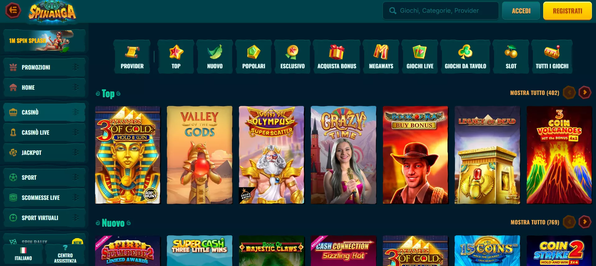 Spinanga Pagina dei giochi