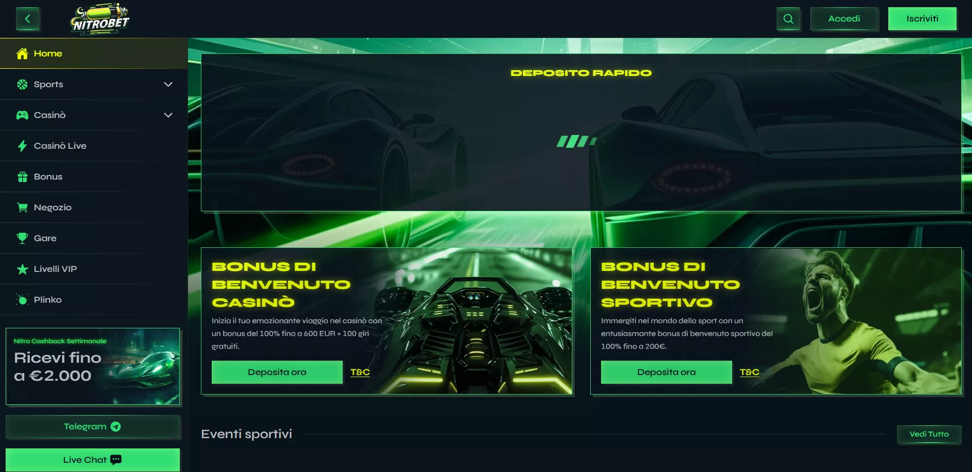 Nitrobet Pagina principale